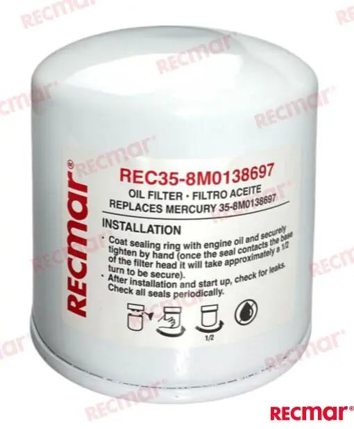OIL FILTER OEM: Mercruiser: 35-881132T, 35-8M0138697, 881132T, 897345T29, 8M0138697; Cummins: 5253919 MCM AXIUS STEERING