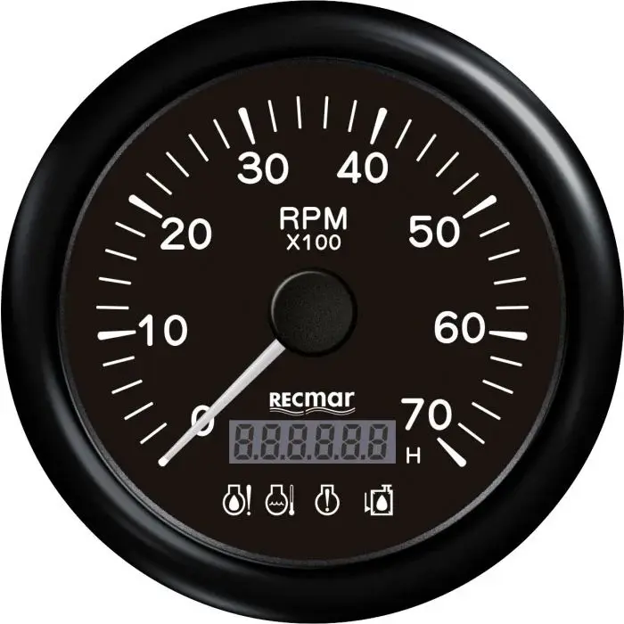 TACHOMETER Recky07213 Black Tachometer 0-7000 Rpm With 4 Led Alarm