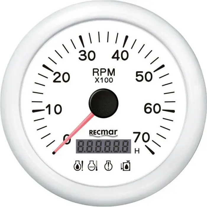 [RECKY07312]  TACHOMETER Tachometer 0-7000 Rpm With 4 Led Alarm - Recky07312 - White