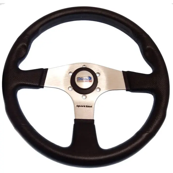 [GS41137] Atlantic 350Mm Black Steering Wheel Gs41137 | Stylish Boating Accessory