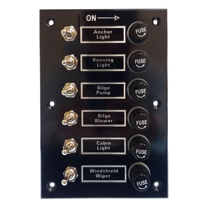 6-Gang Switch Panel Gs11191 For Marine & Automotive Use