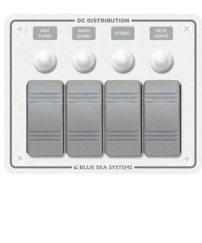 Panel Waterproof 12Vdc 4 Breaker Horz - Bs8272