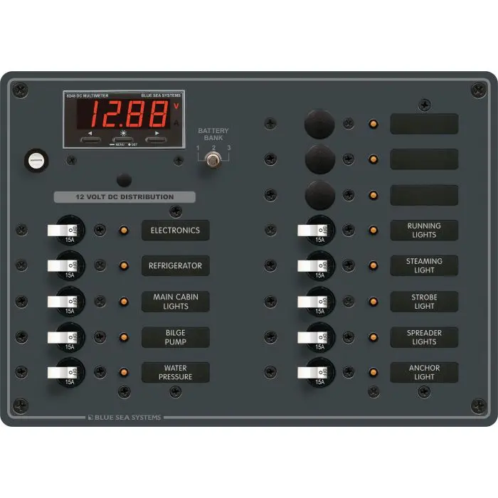 Panel Dc 13 Pos Rocker Breaker With Meter - Bs8403
