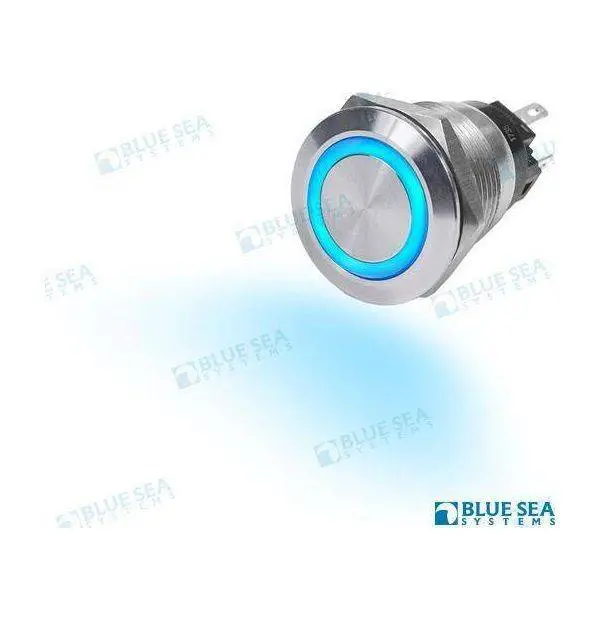 Blue Sea Momentary 4161 Switch Button Stainless Steel 10A Off-(On) Blue