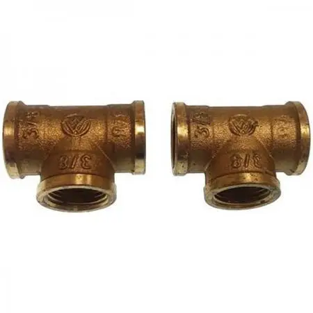 [GS30181] T Brass H/H/H 1/2" Fitting (2) | Gs30181 | Durable Marine Brass