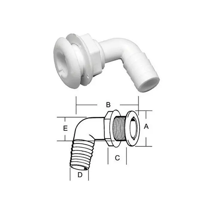 [THTH-1892] Thru Hull Scupper 90º For 29Mm Hose | Thth-1892 | Efficient Water Exit