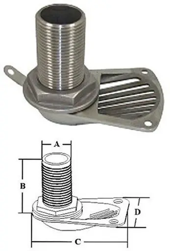 [GS30246] 1-1/4" Thru-Hull Strainer | Gs30246 | Durable Marine Strainer