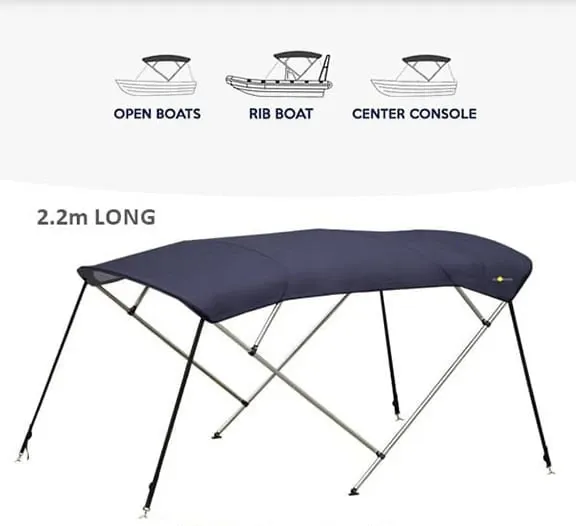 4 Bow Bimini Economy 2 - 2.1M Blue | Ocema0684B | Sun Protection Boat Cover