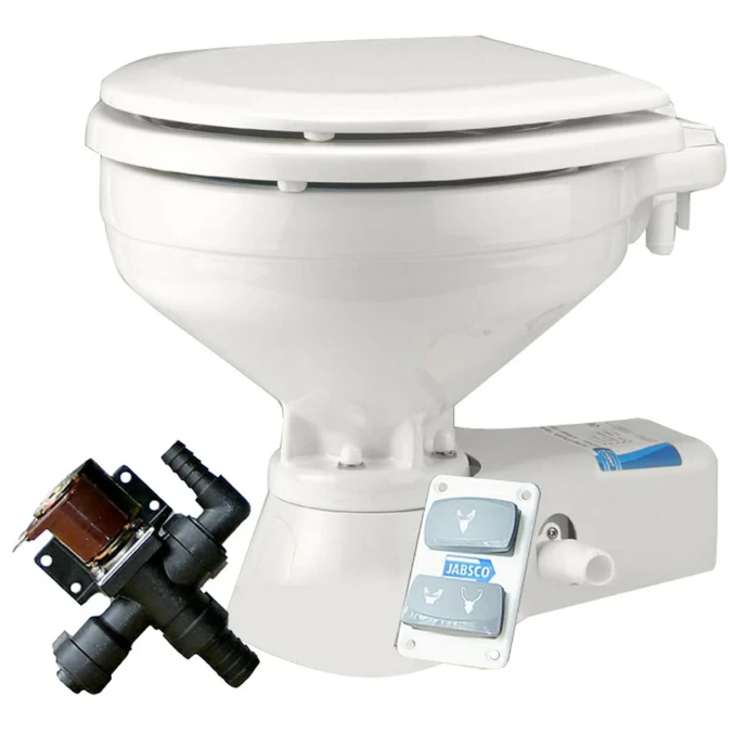 Jabsco Toilet compact 12V+solenoid valve & upgraded ceramic bowl quiet flush type | 37045-3092