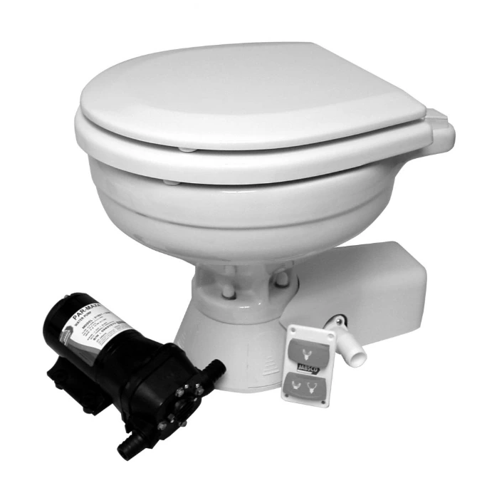 [JAB37245-3094] Jabsco Toilet compact 24V + pump upgraded ceramic bowl quiet flush type | 37245-3094
