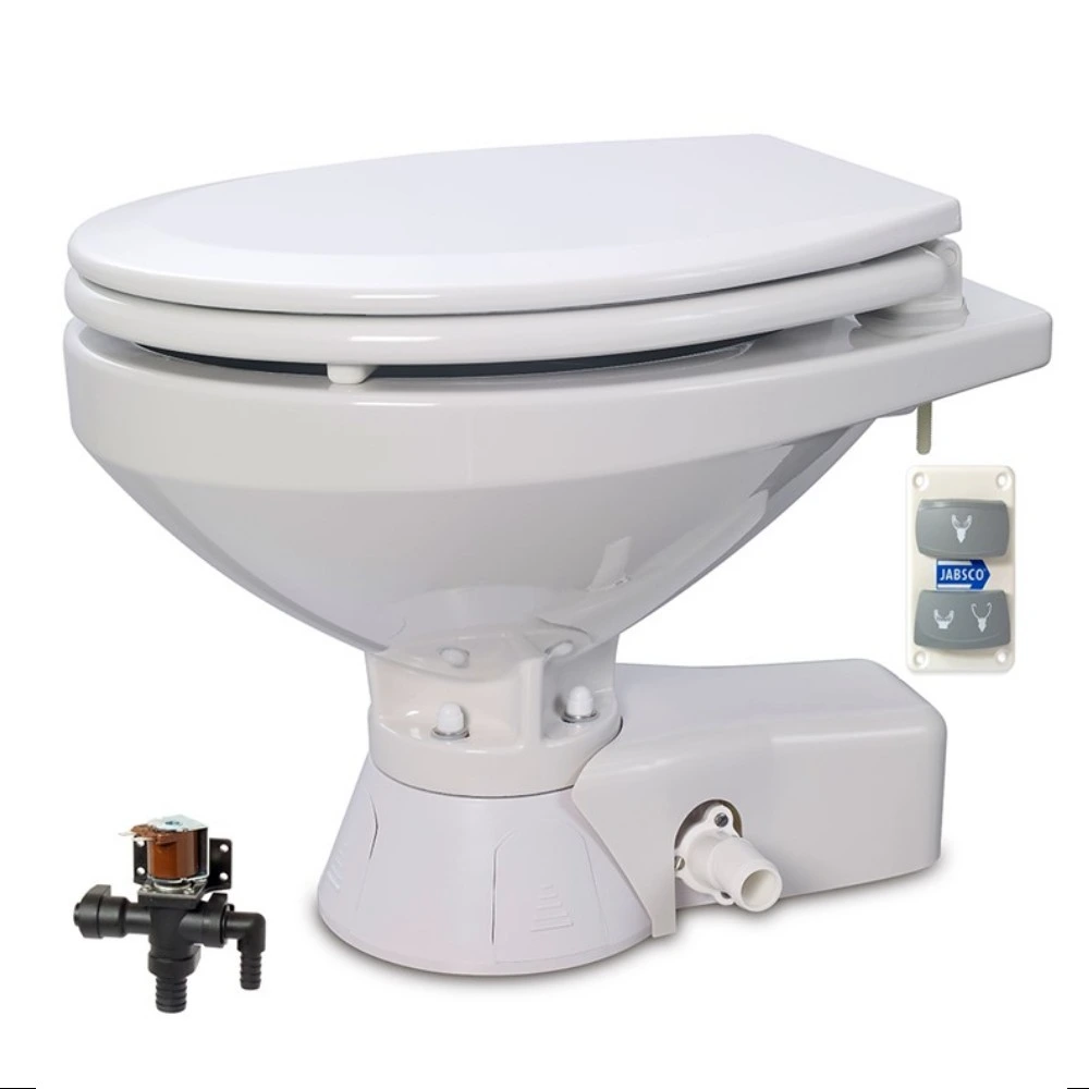 [JAB37045-4092] Jabsco Toilet regular 12V+solenoid valve & upgraded ceramic bowl quiet flush type | 37045-4092