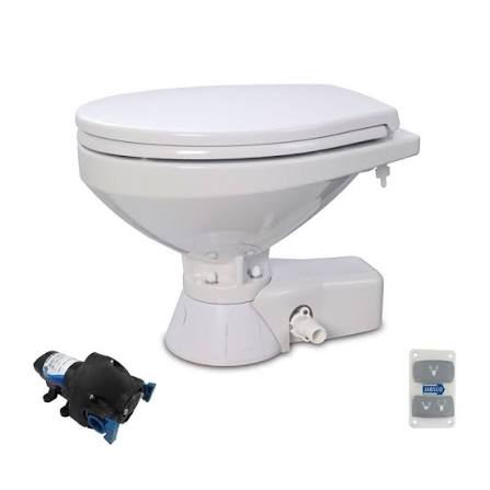 [JAB37245-4194] Jabsco Toilet regular 24V + pump, upgraded ceramic bowl & composite seat with soft close lid quiet flush type | 37245-4194